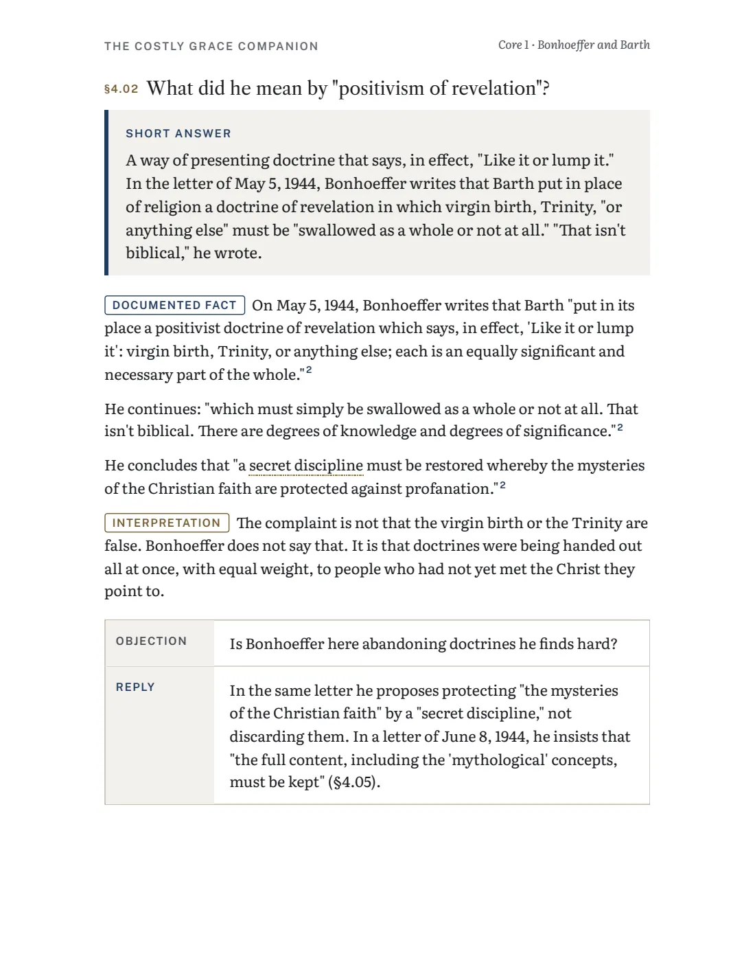Core 1 page on what positivism of revelation meant