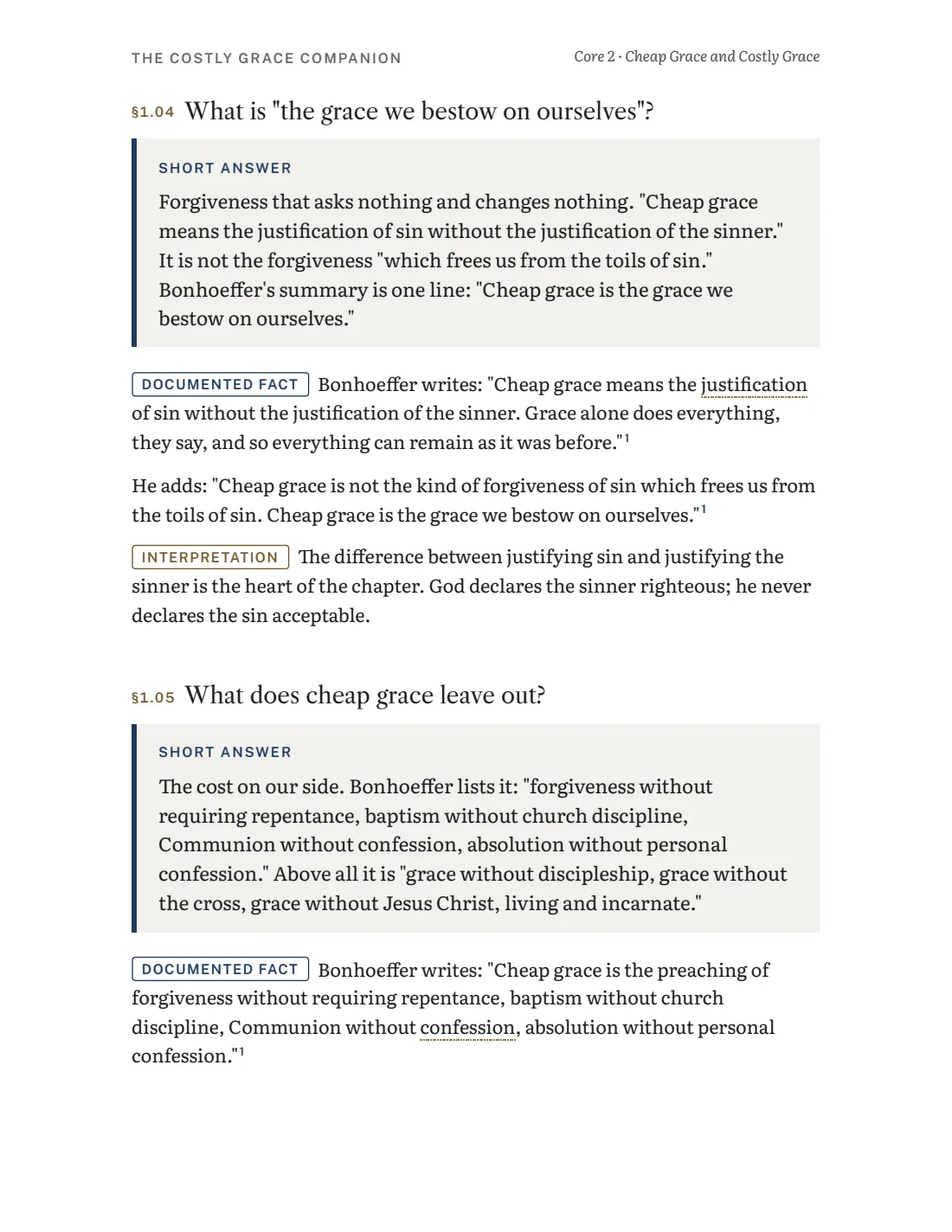 Core 2 page on the grace we bestow on ourselves